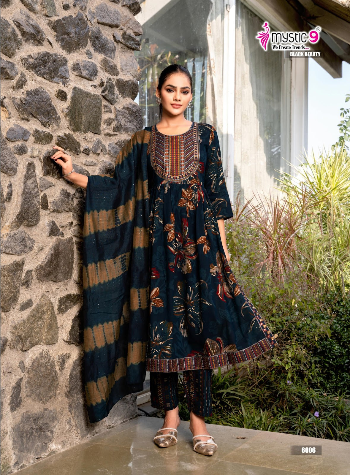Black Beauty Vol 6 Mystic 9 Rayon Readymade Pant Style Suits Supplier Ahmedabad