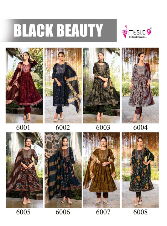 Black Beauty Vol 6 Mystic 9 Rayon Readymade Pant Style Suits Supplier Ahmedabad