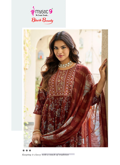 Black Beauty Vol 7 Mystic 9 Rayon Readymade Pant Style Suits Wholesale Rate