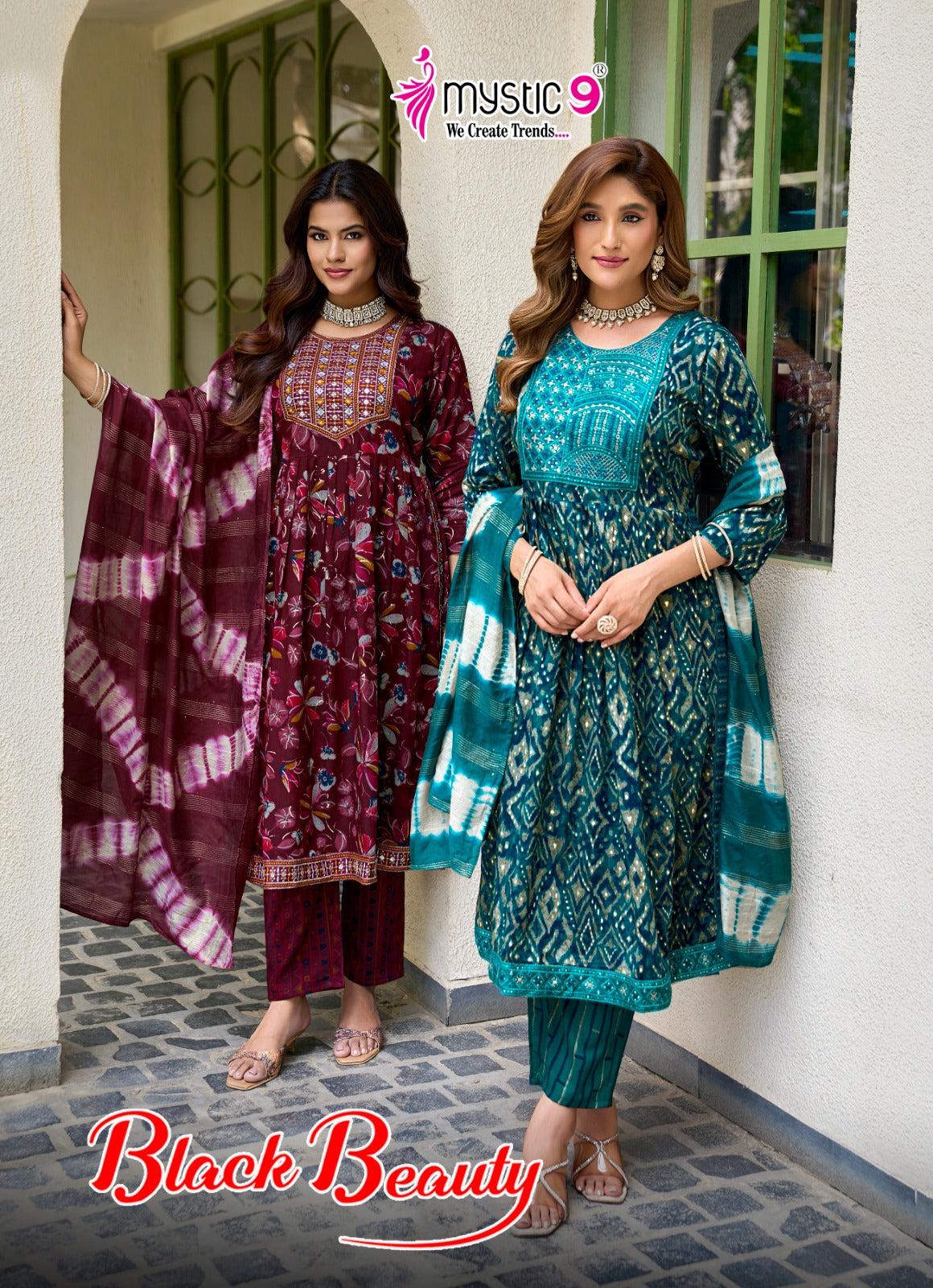 Black Beauty Vol 7 Mystic 9 Rayon Readymade Pant Style Suits Wholesale Rate