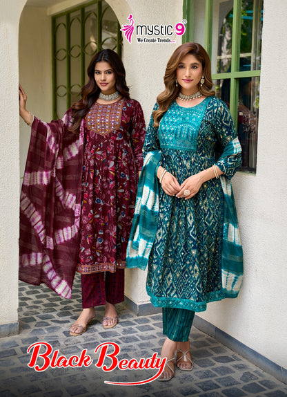 Black Beauty Vol 7 Mystic 9 Rayon Readymade Pant Style Suits Wholesale Rate