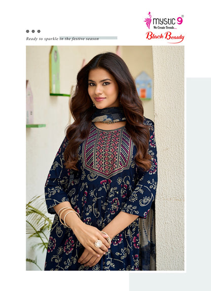 Black Beauty Vol 7 Mystic 9 Rayon Readymade Pant Style Suits Wholesale Rate