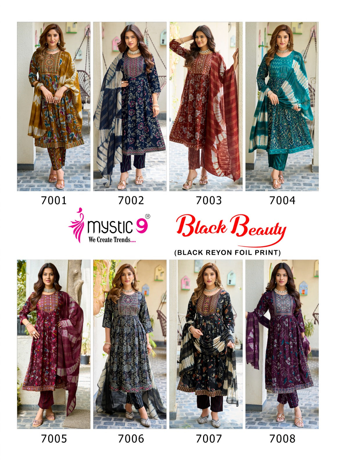 Black Beauty Vol 7 Mystic 9 Rayon Readymade Pant Style Suits Wholesale Rate