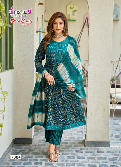 Black Beauty Vol 7 Mystic 9 Rayon Readymade Pant Style Suits Wholesale Rate
