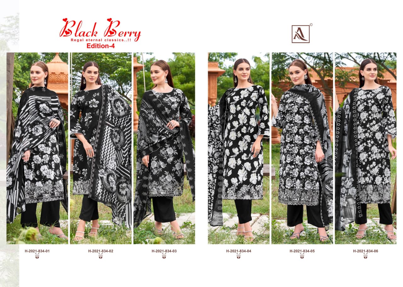 Black Berry Edition 4 Alok Cambric Cotton Karachi Salwar Suits Exporter