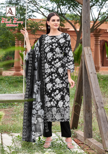 Black Berry Edition 4 Alok Cambric Cotton Karachi Salwar Suits Exporter