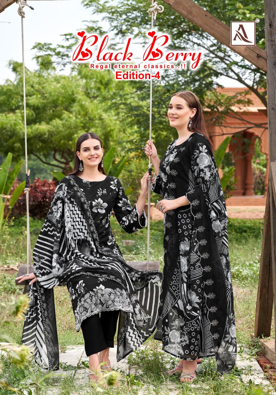 Black Berry Edition 4 Alok Cambric Cotton Karachi Salwar Suits Exporter