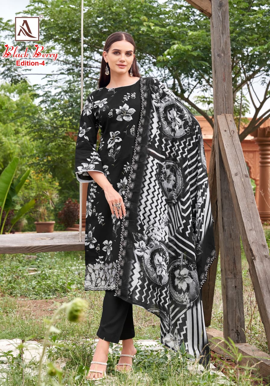Black Berry Edition 4 Alok Cambric Cotton Karachi Salwar Suits Exporter