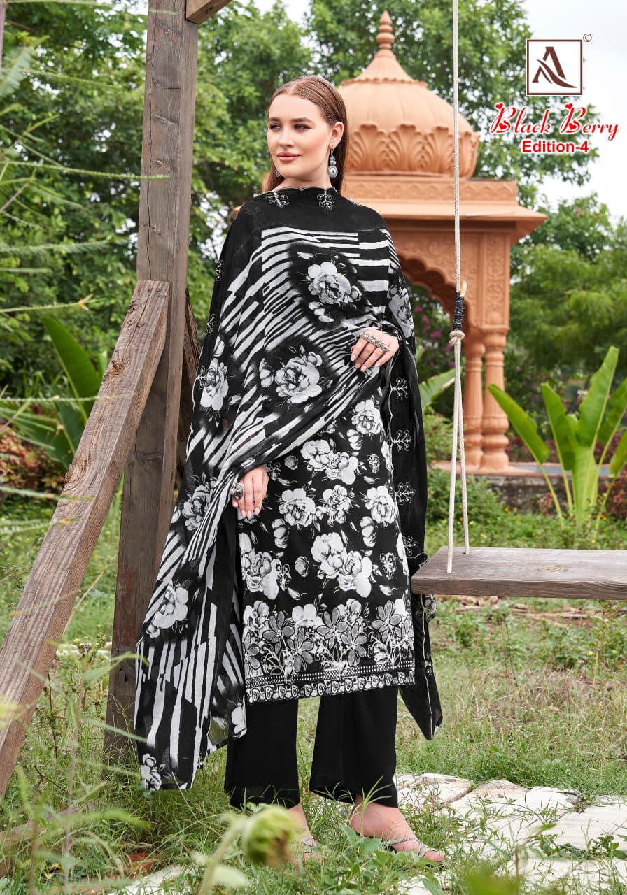 Black Berry Edition 4 Alok Cambric Cotton Karachi Salwar Suits Exporter