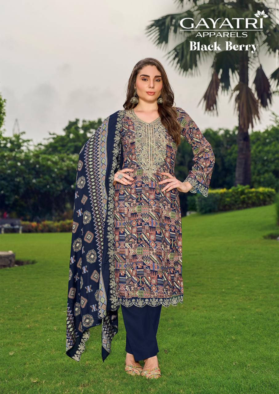 Black Berry Vol 1 Gayatri Viscose Reyon Karachi Salwar Suits Wholesaler Gujarat