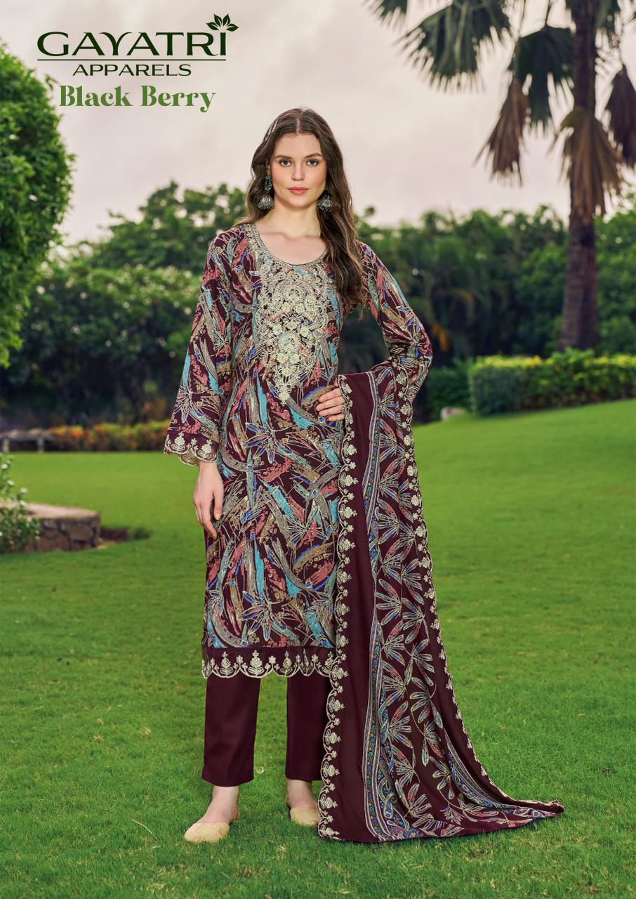 Black Berry Vol 1 Gayatri Viscose Reyon Karachi Salwar Suits Wholesaler Gujarat