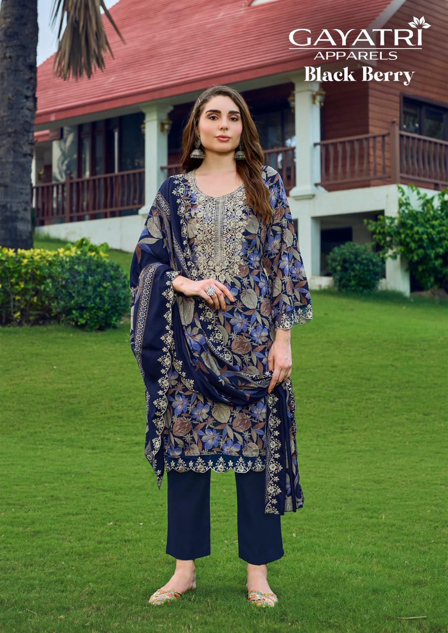 Black Berry Vol 1 Gayatri Viscose Reyon Karachi Salwar Suits Wholesaler Gujarat