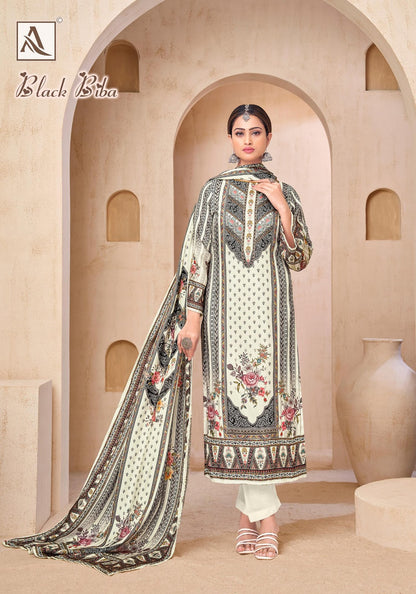 Black Biba Alok Viscose Muslin Karachi Salwar Suits Manufacturer India