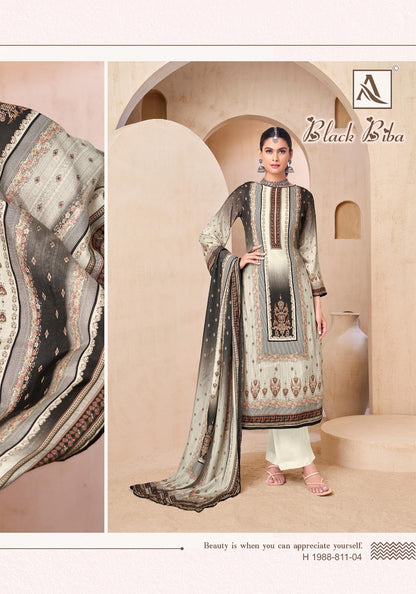 Black Biba Alok Viscose Muslin Karachi Salwar Suits Manufacturer India