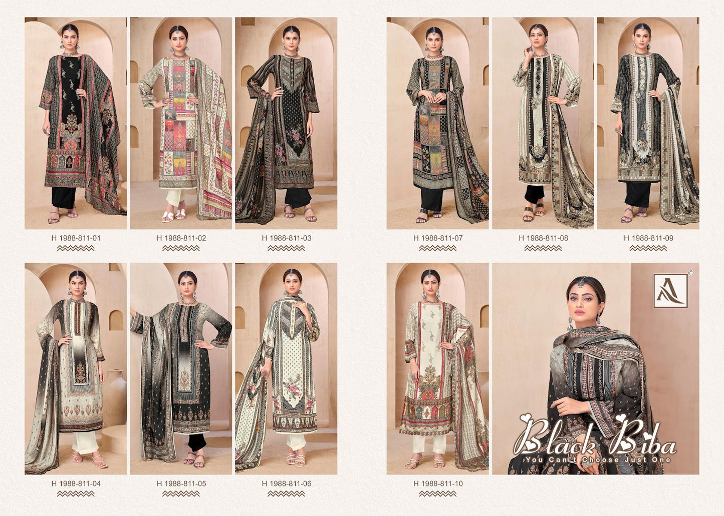 Black Biba Alok Viscose Muslin Karachi Salwar Suits Manufacturer India