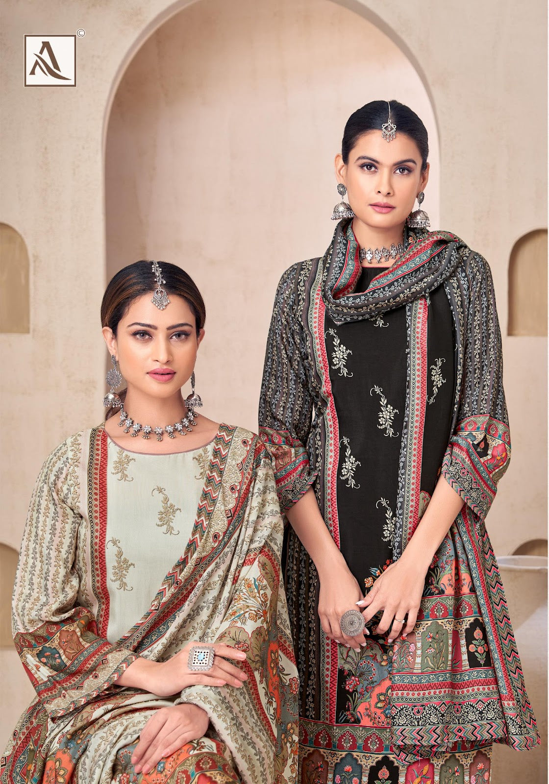 Black Biba Alok Viscose Muslin Karachi Salwar Suits Manufacturer India