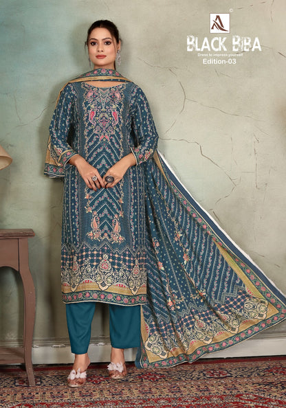 Black Biba Edition 3 Alok Viscose Karachi Salwar Suits Supplier Ahmedabad