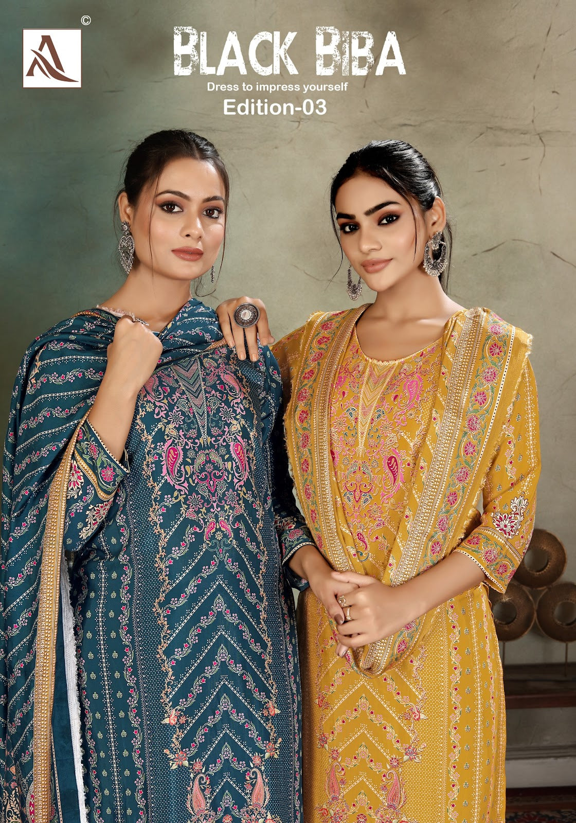 Black Biba Edition 3 Alok Viscose Karachi Salwar Suits Supplier Ahmedabad