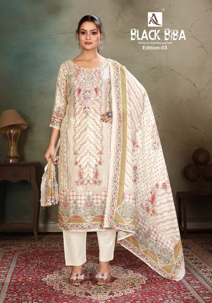 Black Biba Edition 3 Alok Viscose Karachi Salwar Suits Supplier Ahmedabad