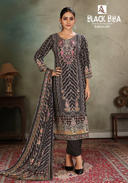 Black Biba Edition 3 Alok Viscose Karachi Salwar Suits Supplier Ahmedabad