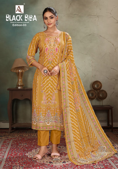 Black Biba Edition 3 Alok Viscose Karachi Salwar Suits Supplier Ahmedabad