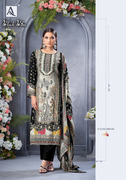 Black Biba Edition 5 Alok Viscose Muslin Karachi Salwar Suits Exporter Ahmedabad