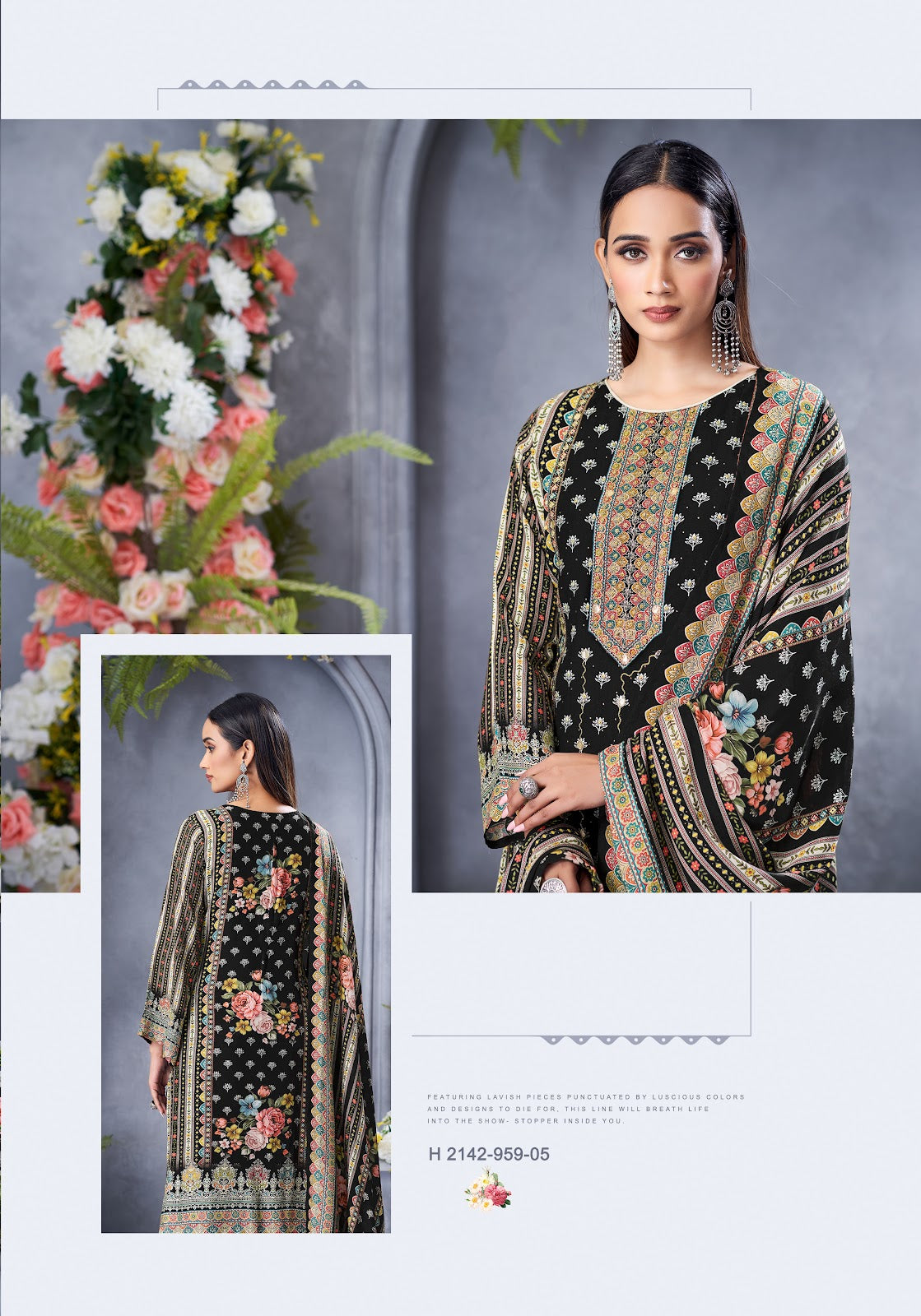 Black Biba Edition 5 Alok Viscose Muslin Karachi Salwar Suits Exporter Ahmedabad