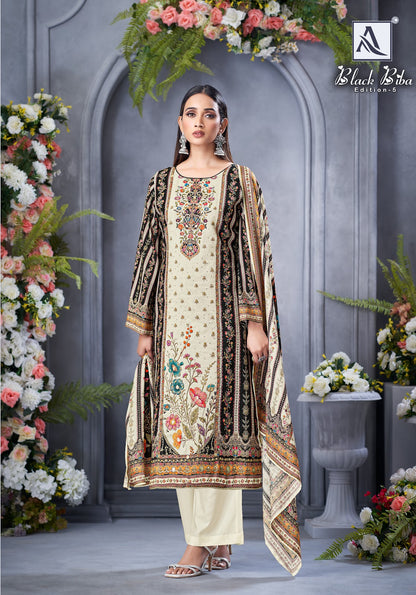 Black Biba Edition 5 Alok Viscose Muslin Karachi Salwar Suits Exporter Ahmedabad