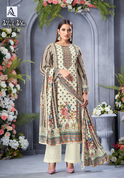 Black Biba Edition 5 Alok Viscose Muslin Karachi Salwar Suits Exporter Ahmedabad