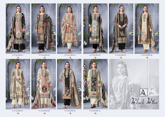 Black Biba Edition 5 Alok Viscose Muslin Karachi Salwar Suits Exporter Ahmedabad