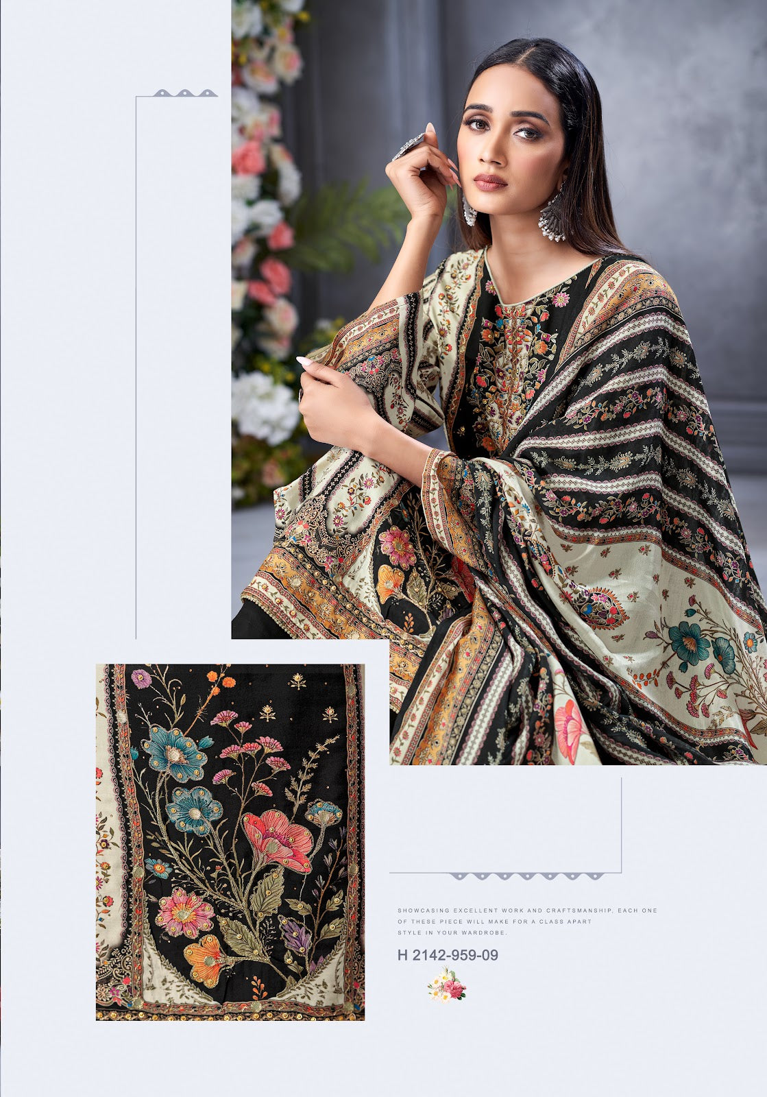 Black Biba Edition 5 Alok Viscose Muslin Karachi Salwar Suits Exporter Ahmedabad