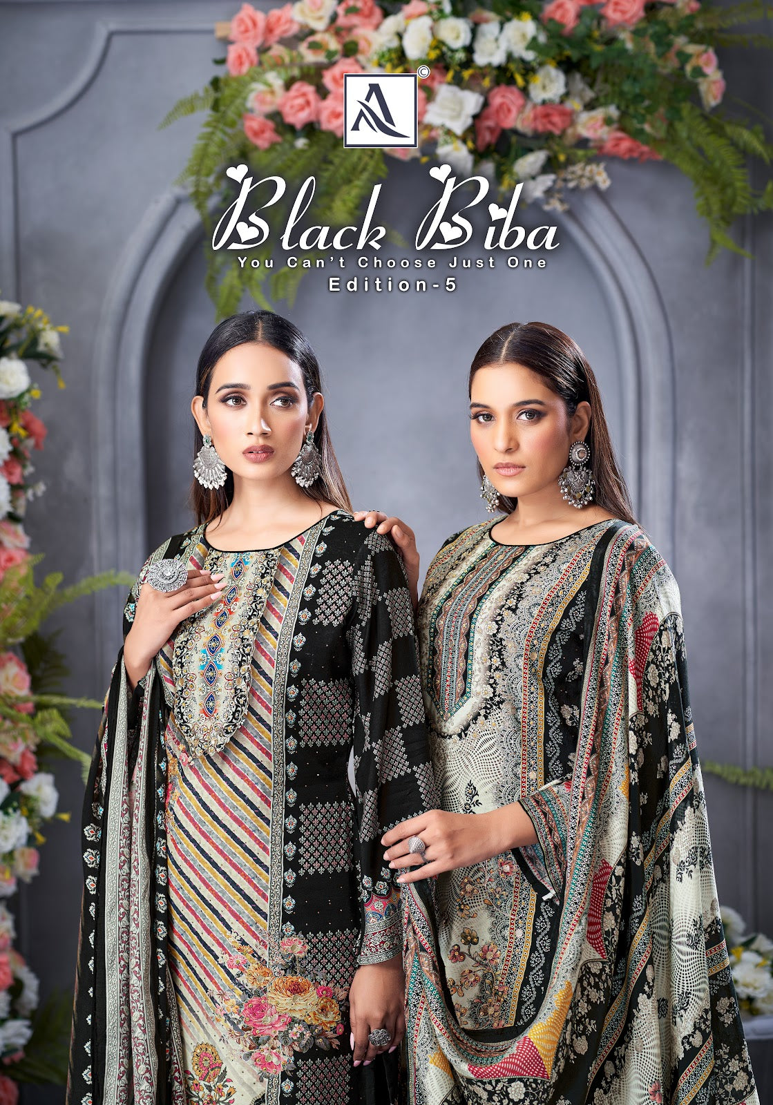 Black Biba Edition 5 Alok Viscose Muslin Karachi Salwar Suits Exporter Ahmedabad