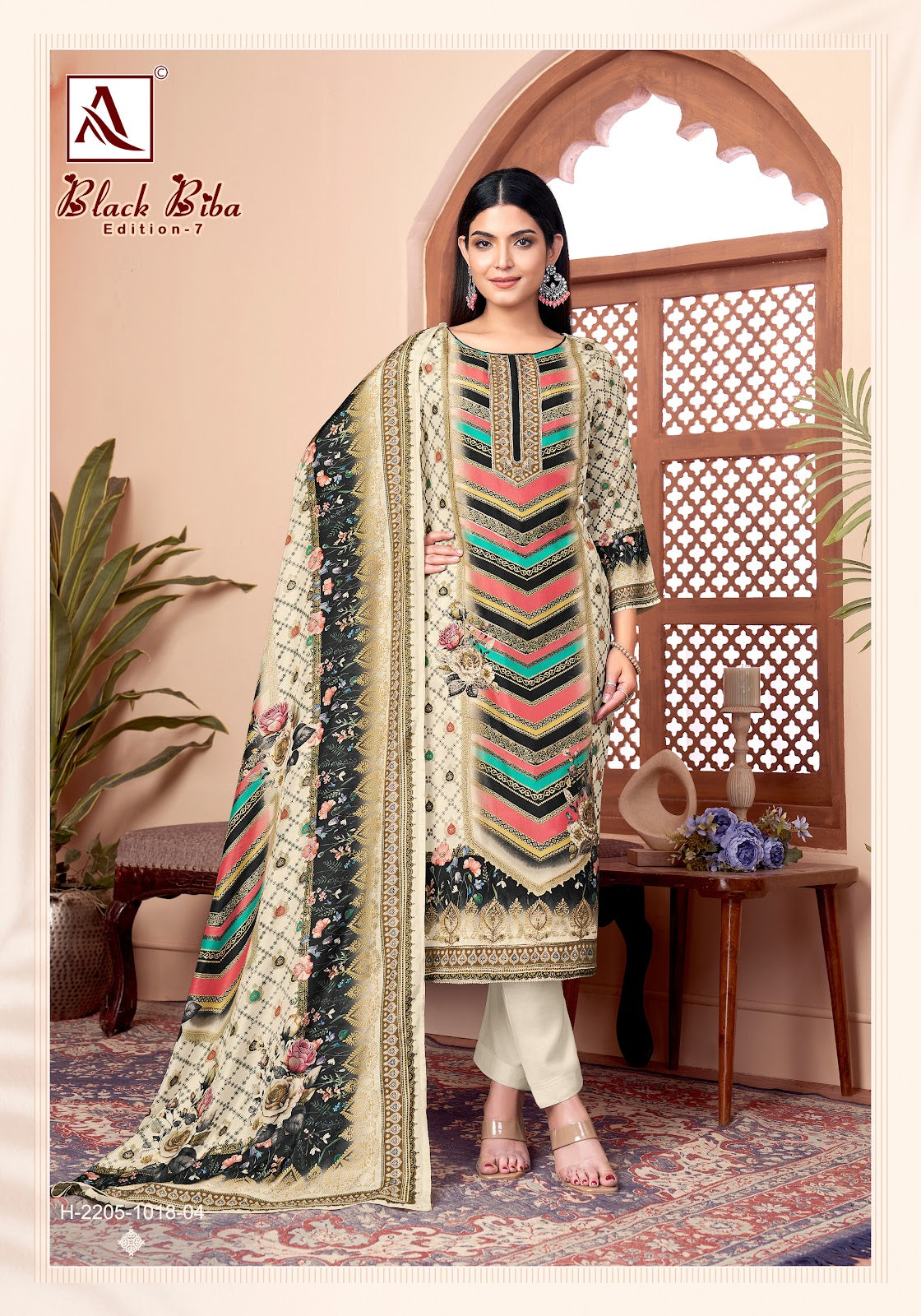 Black Biba Edition 7 Alok Viscose Muslin Karachi Salwar Suits Exporter