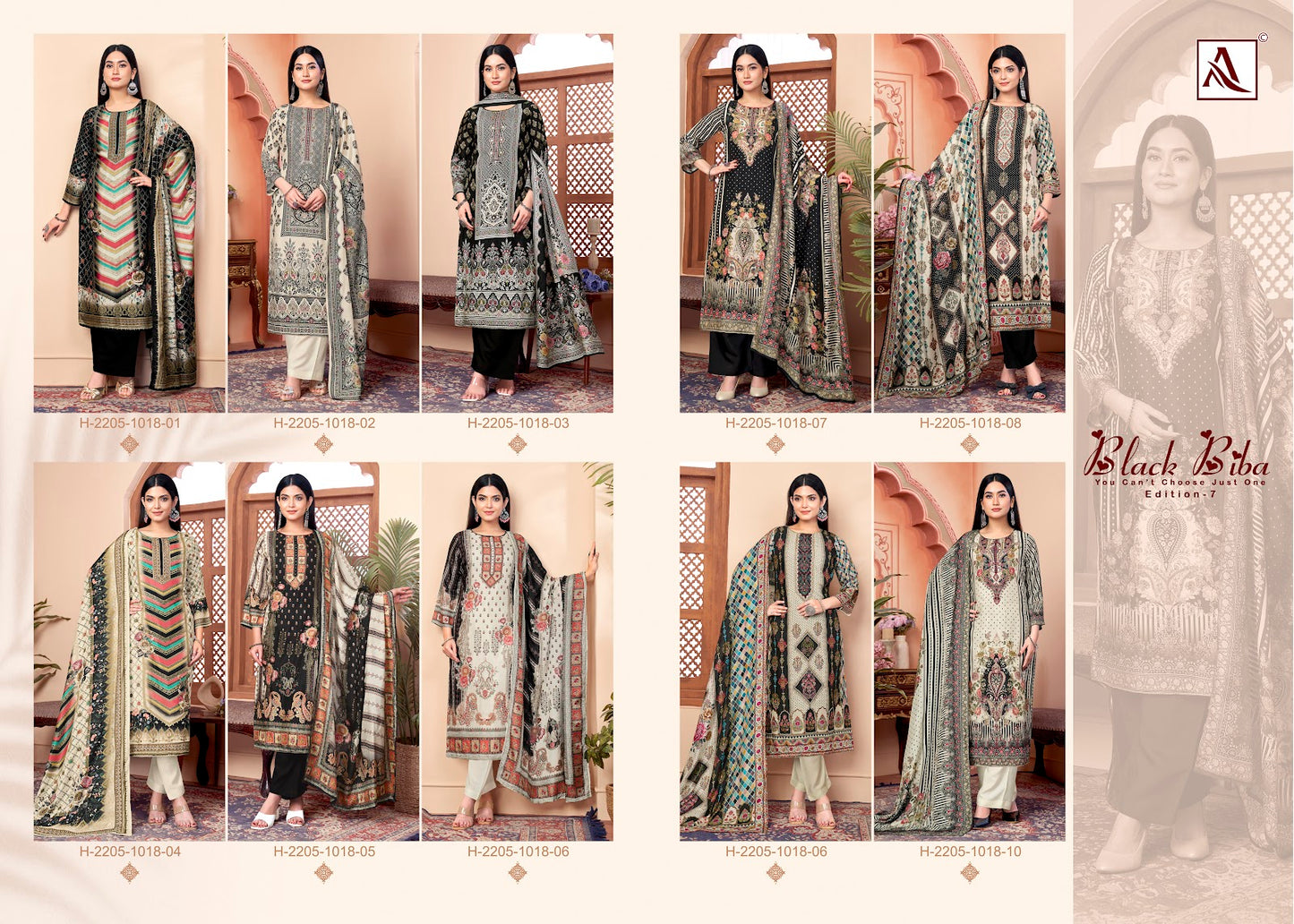Black Biba Edition 7 Alok Viscose Muslin Karachi Salwar Suits Exporter