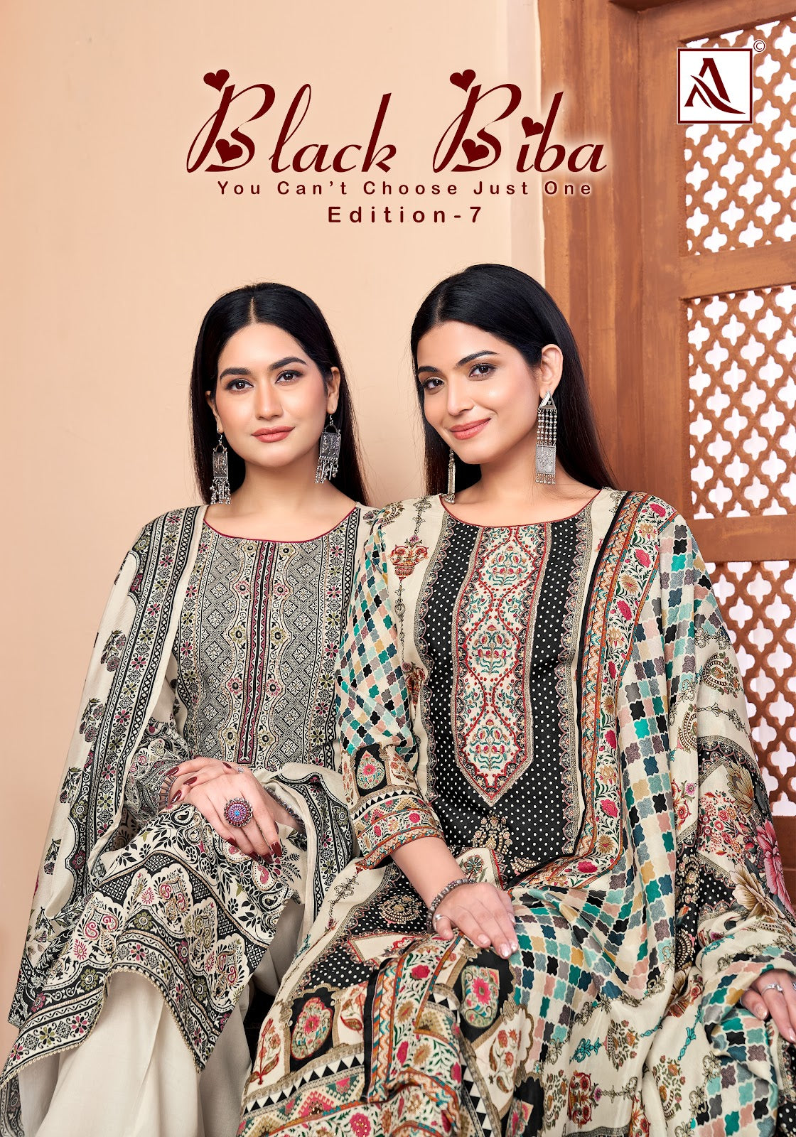 Black Biba Edition 7 Alok Viscose Muslin Karachi Salwar Suits Exporter