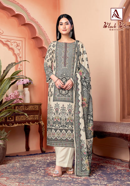 Black Biba Edition 7 Alok Viscose Muslin Karachi Salwar Suits Exporter