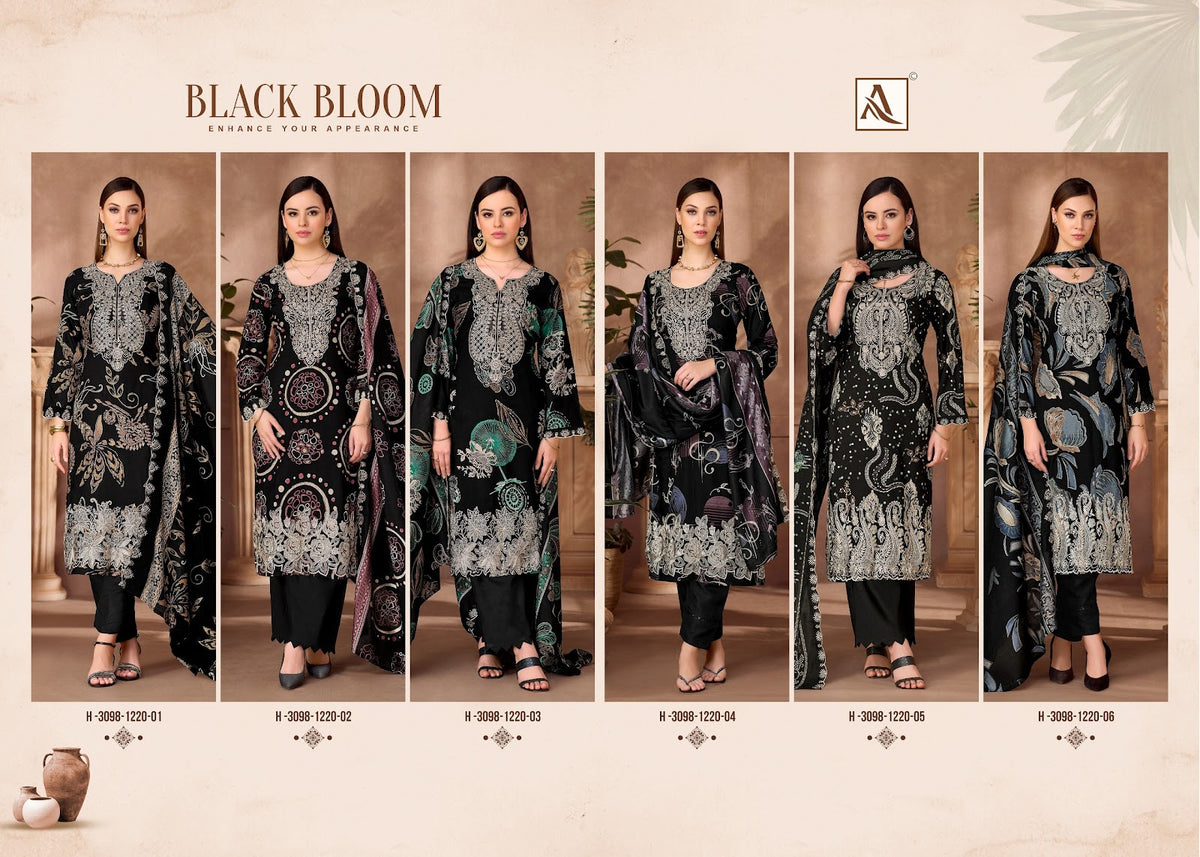 Black Bloom Alok Reyon Karachi Salwar Suits Exporter India
