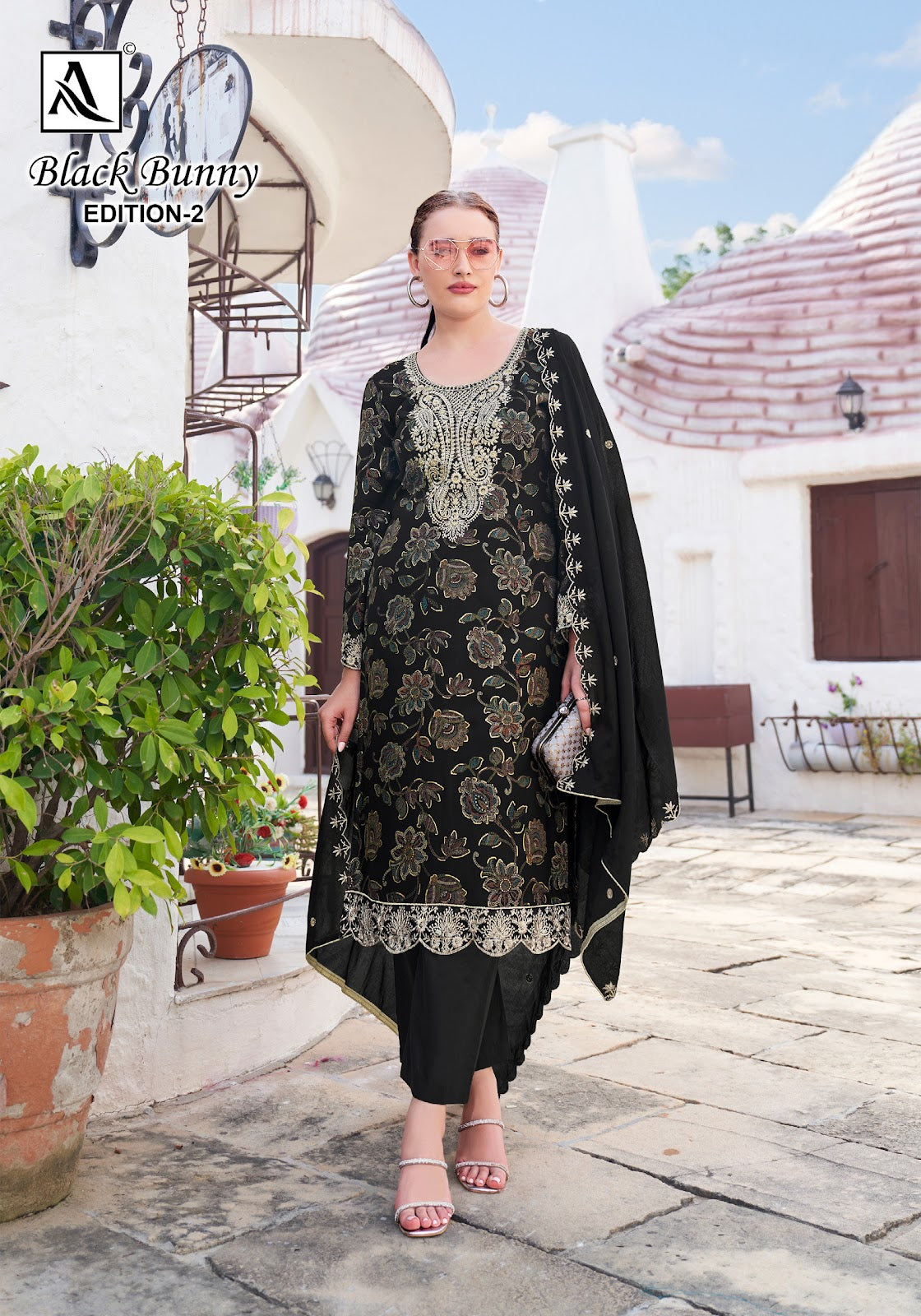 Black Bunny Edition 2 Alok Viscose Reyon Karachi Salwar Suits Exporter Ahmedabad