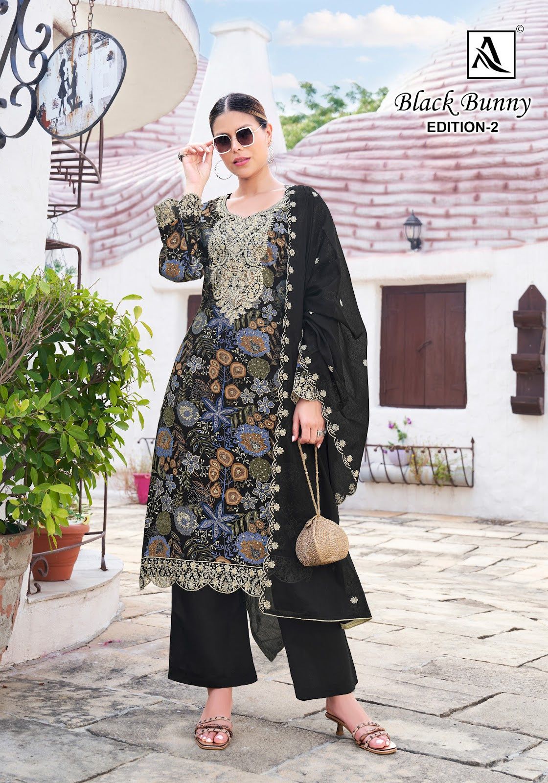 Black Bunny Edition 2 Alok Viscose Reyon Karachi Salwar Suits Exporter Ahmedabad