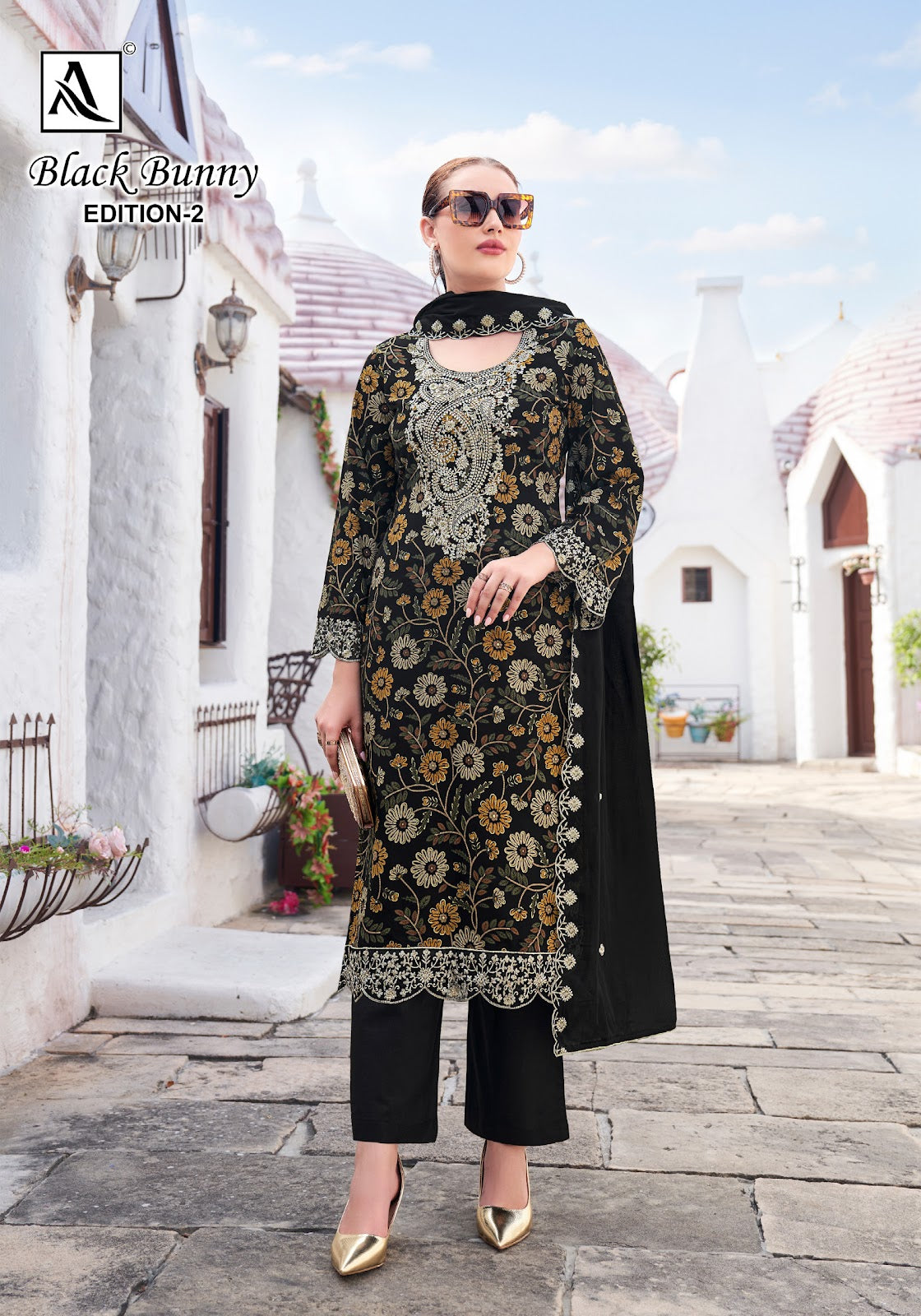 Black Bunny Edition 2 Alok Viscose Reyon Karachi Salwar Suits Exporter Ahmedabad