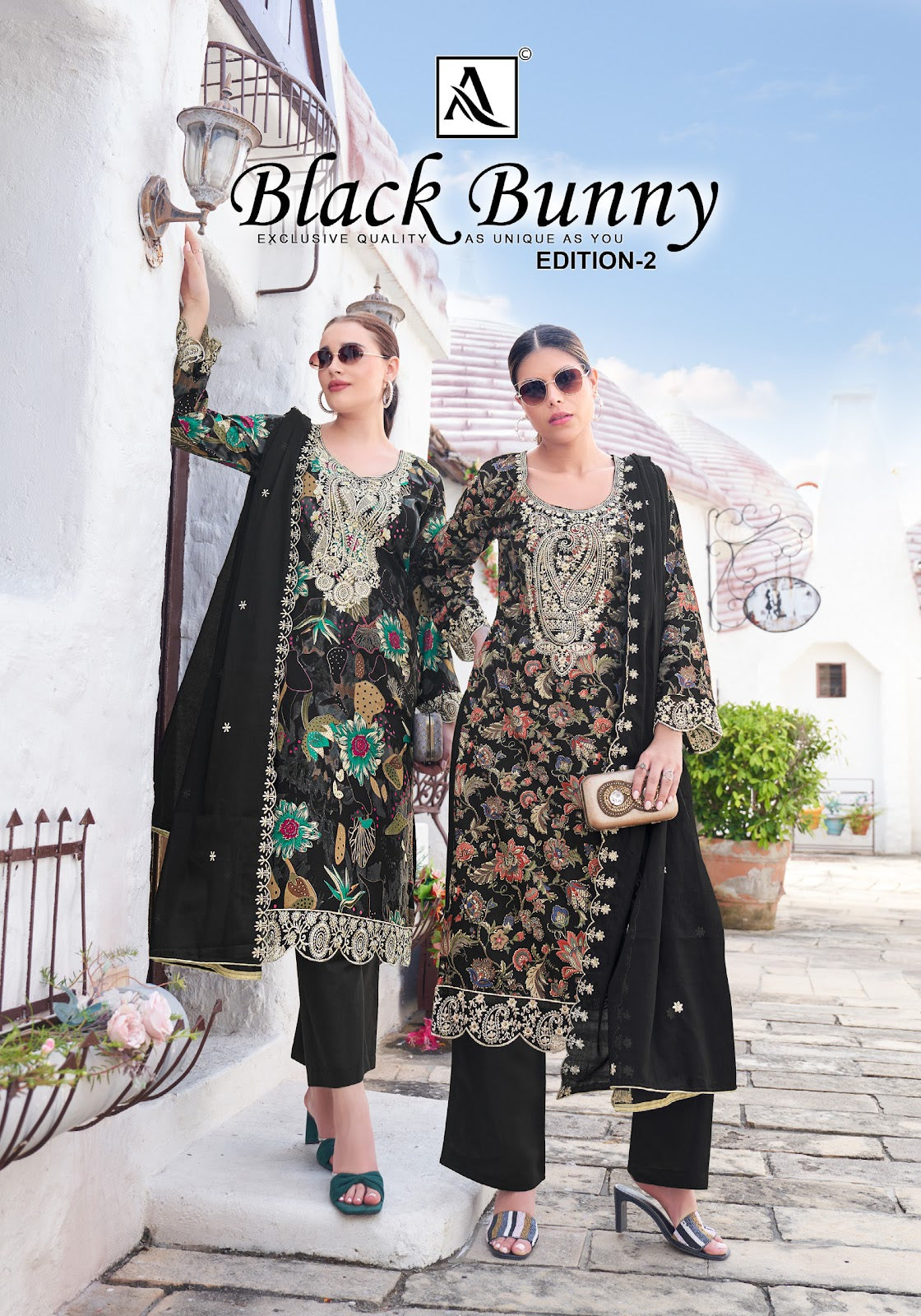 Black Bunny Edition 2 Alok Viscose Reyon Karachi Salwar Suits Exporter Ahmedabad