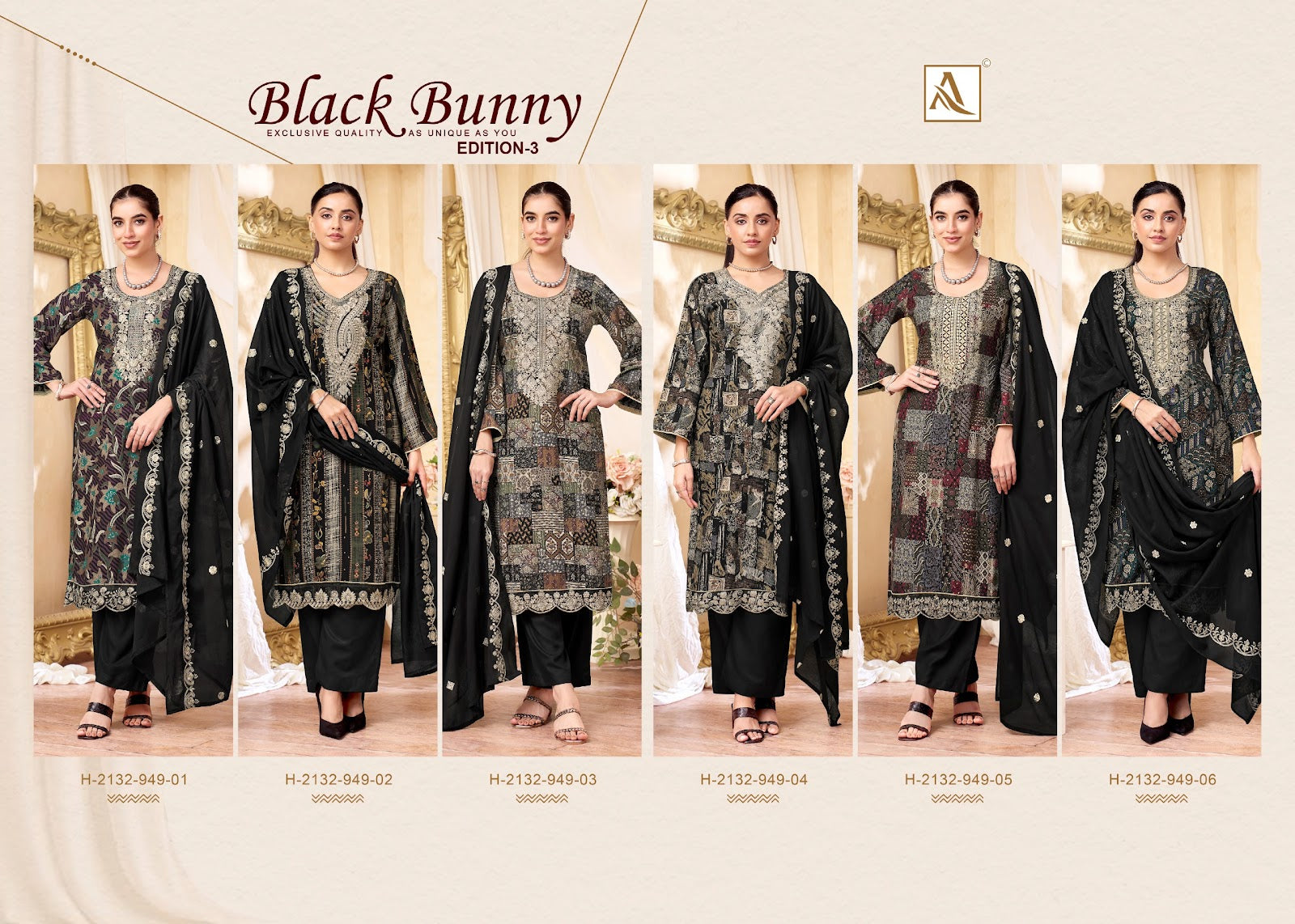 Black Bunny Edition 3 Alok Viscose Reyon Karachi Salwar Suits Wholesaler Gujarat