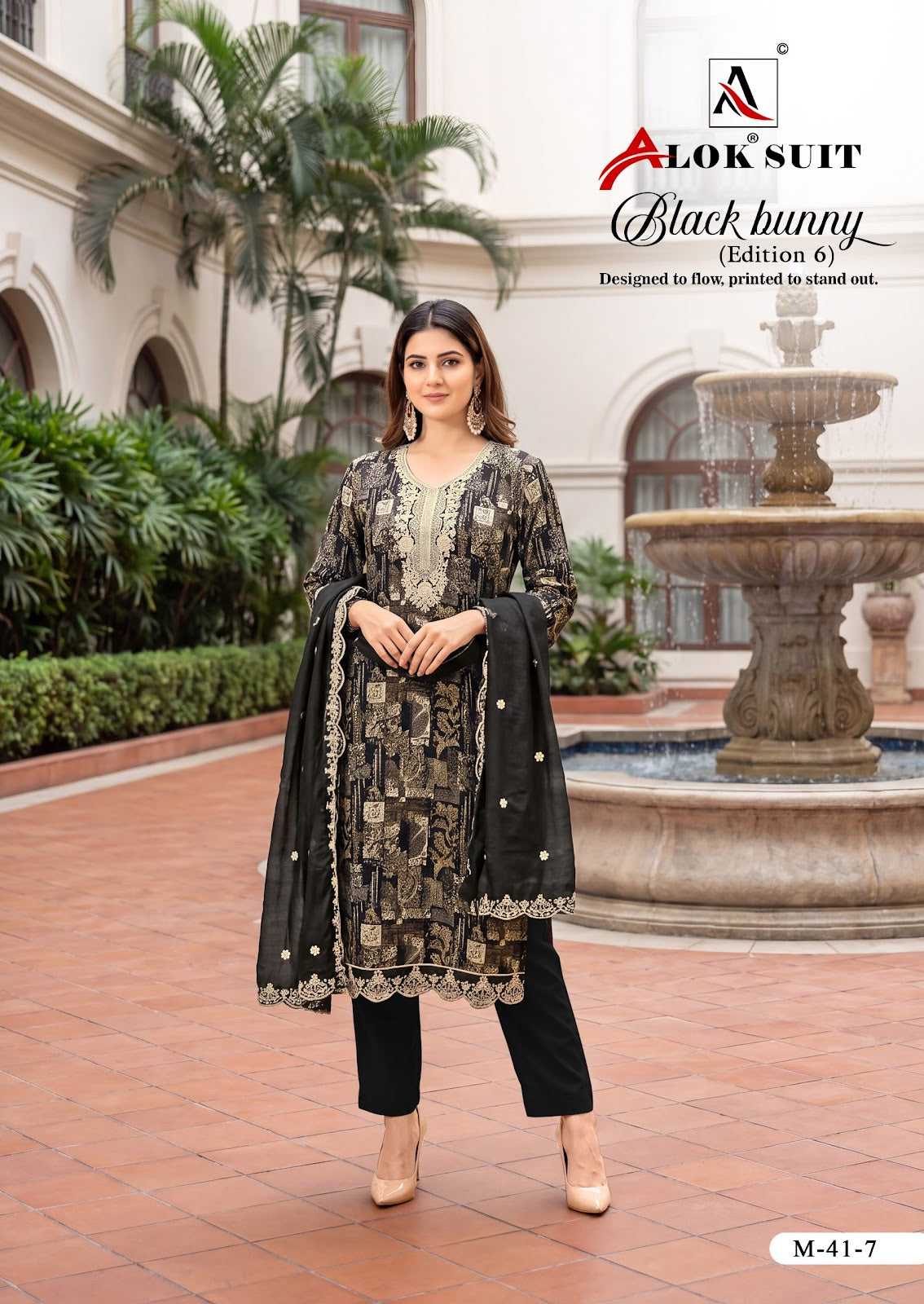 Black Bunny Edition 6 Alok Viscose Karachi Salwar Suits Supplier Gujarat