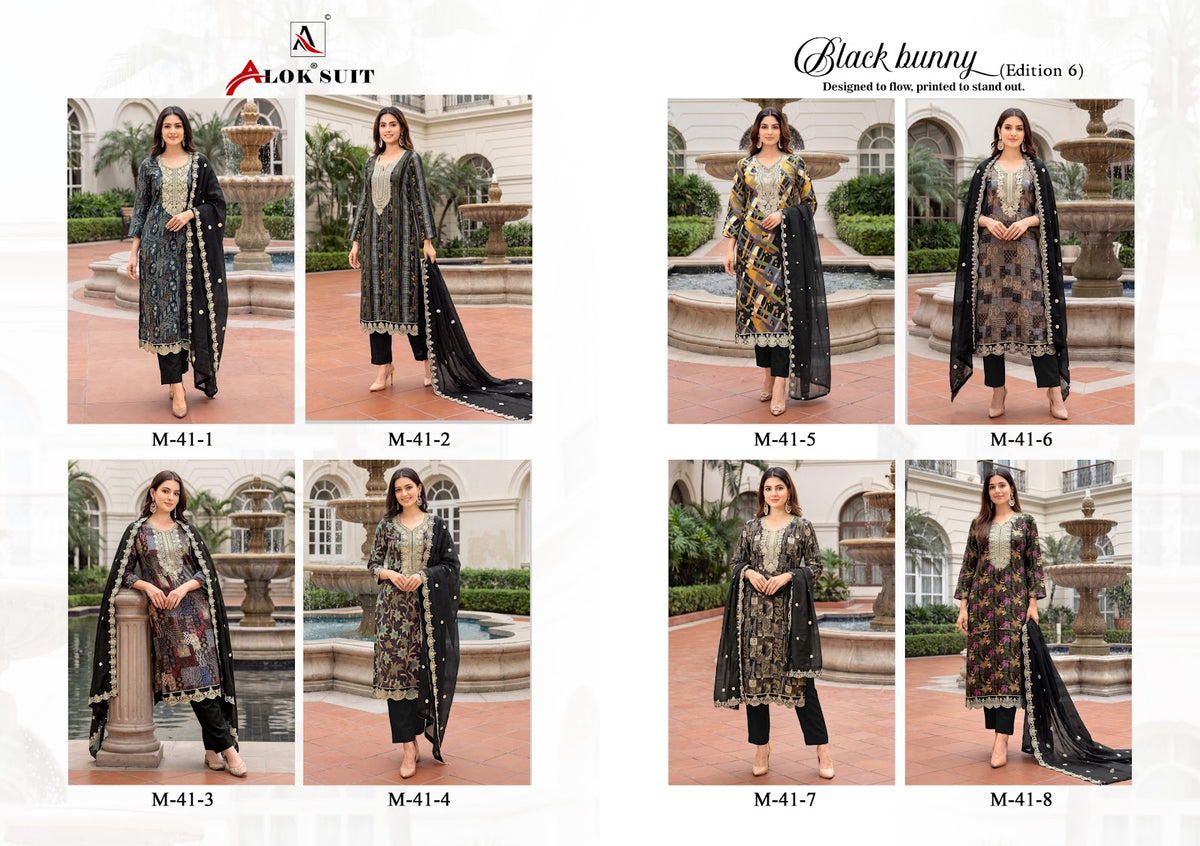 Black Bunny Edition 6 Alok Viscose Karachi Salwar Suits Supplier Gujarat