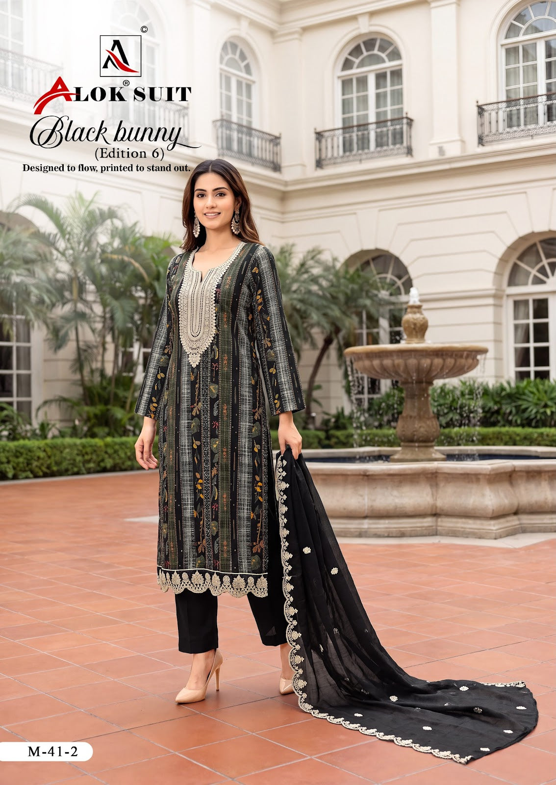 Black Bunny Edition 6 Alok Viscose Karachi Salwar Suits Supplier Gujarat