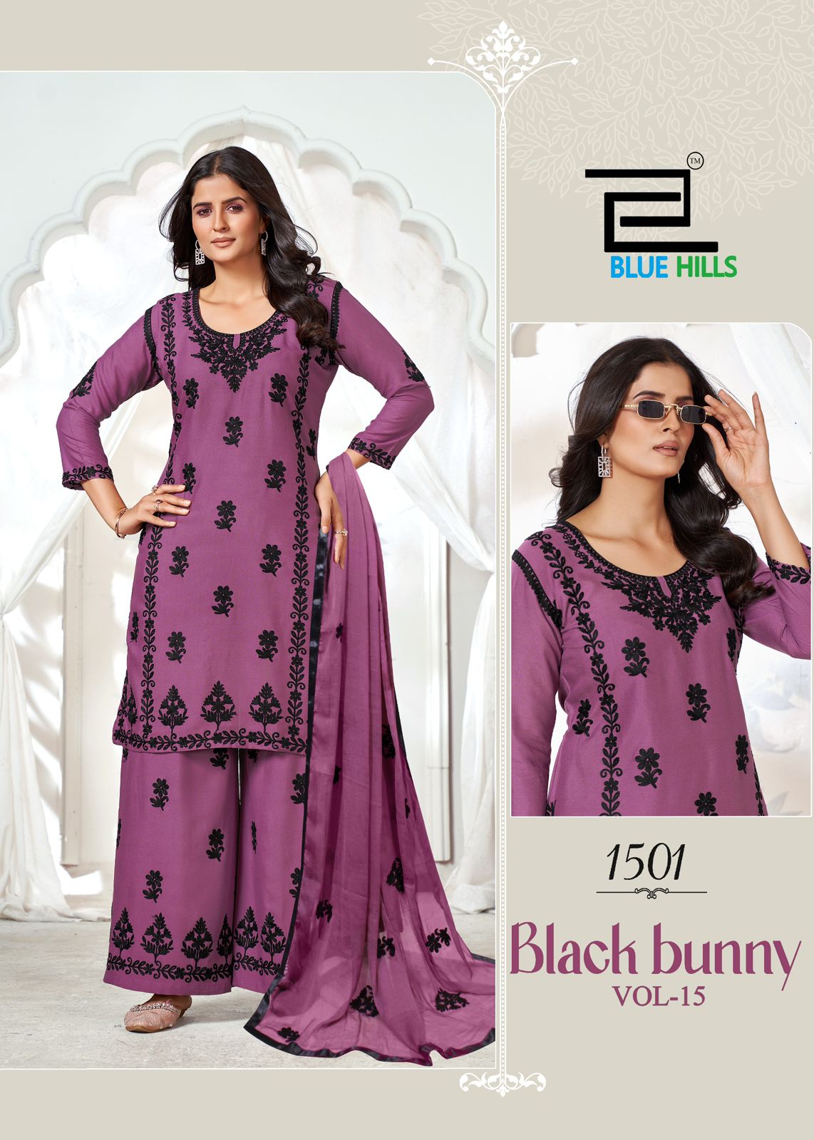 Black Bunny Vol 15 Blue Hills Rayon 14Kg Readymade Plazzo Style Suits Manufacturer Gujarat