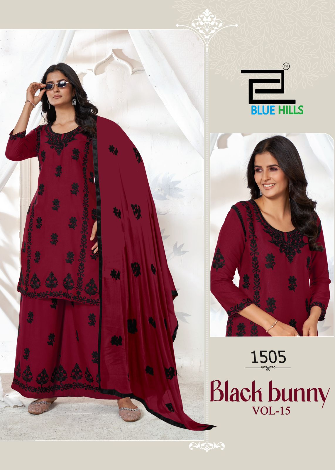 Black Bunny Vol 15 Blue Hills Rayon 14Kg Readymade Plazzo Style Suits Manufacturer Gujarat