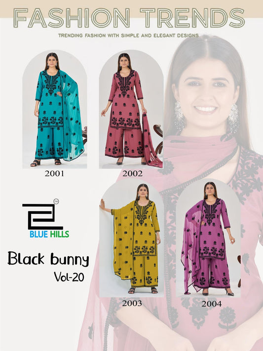 Black Bunny Vol 20 Blue Hills Rayon 14Kg Readymade Plazzo Style Suits Manufacturer Gujarat