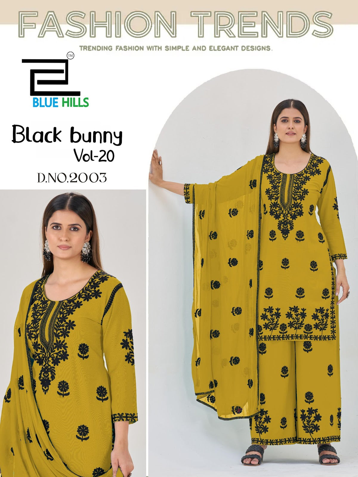 Black Bunny Vol 20 Blue Hills Rayon 14Kg Readymade Plazzo Style Suits Manufacturer Gujarat