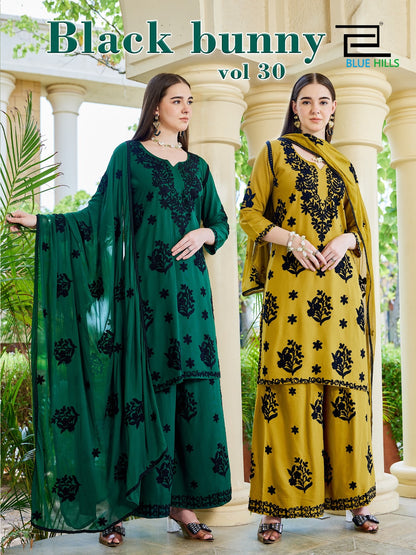 Black Bunny Vol 30 Blue Hills Rayon 14Kg Readymade Plazzo Style Suits Manufacturer Gujarat